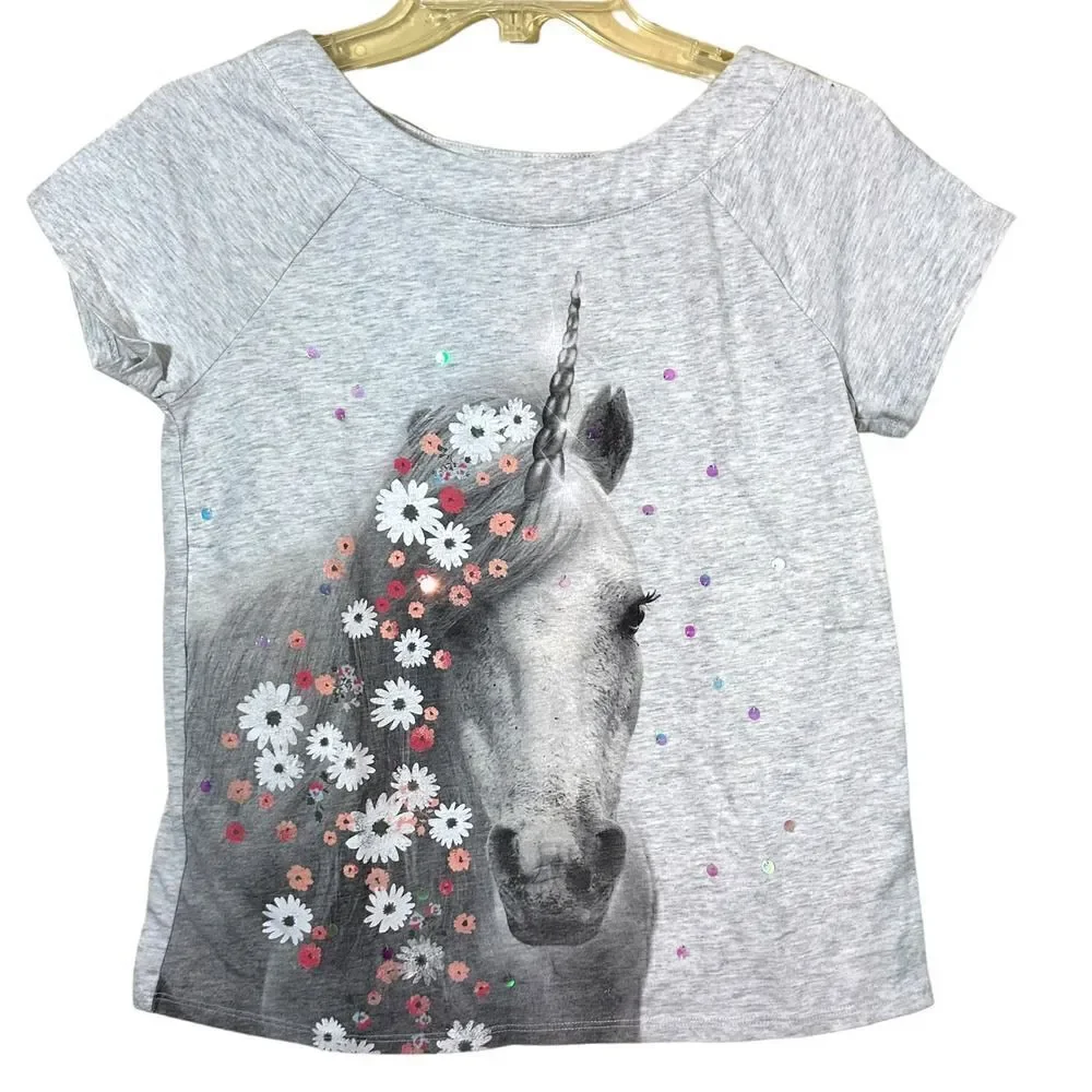 Justice Unicorn Graphic Sequins T-shirt 14/16